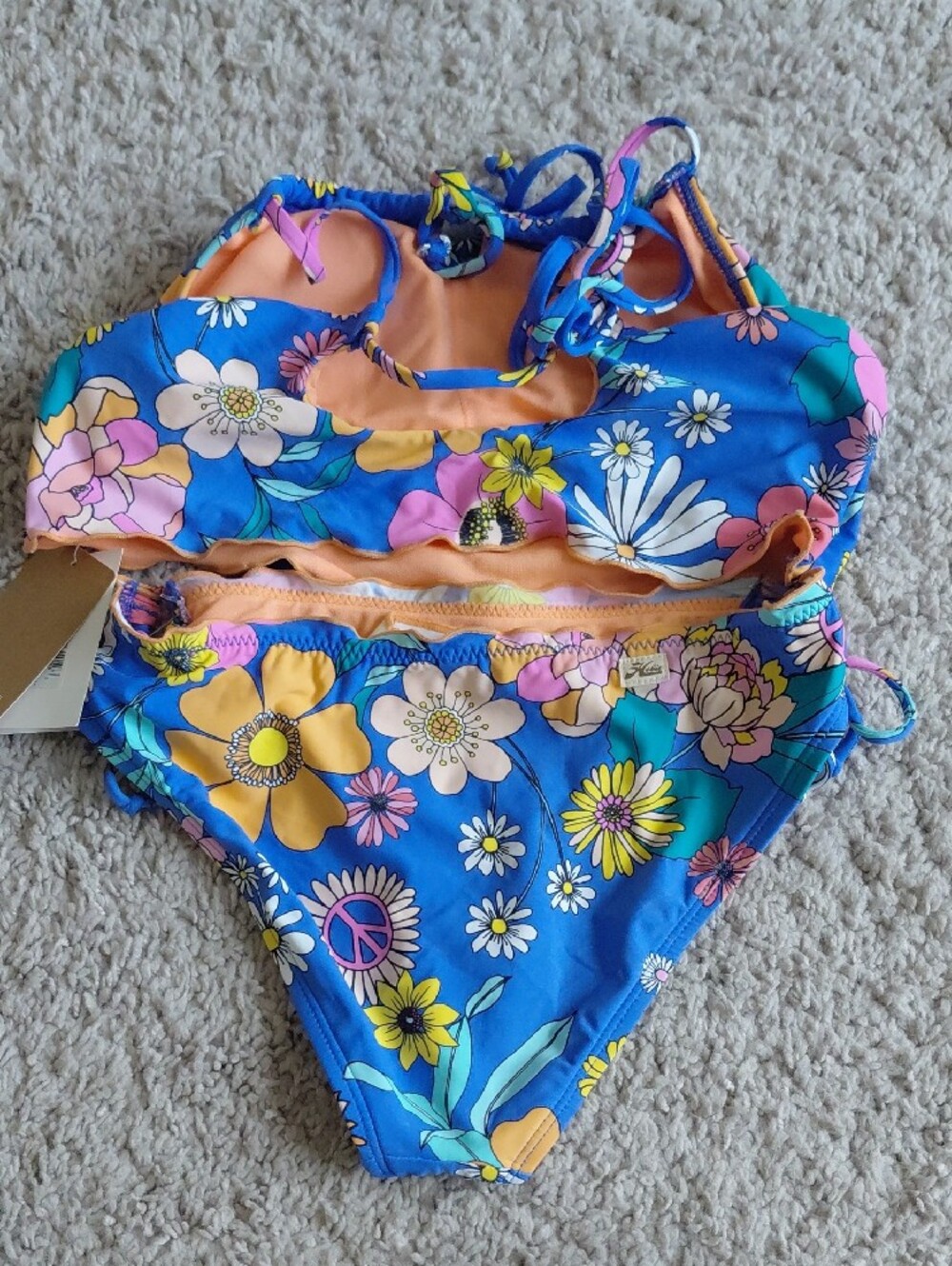 Hobie Girls' Blue Floral Two-Piece Swimsuit - Picture 3 of 4